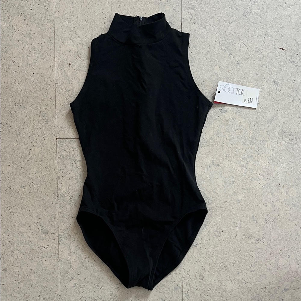 Sleeveless Mock Neck Bodysuit - Black